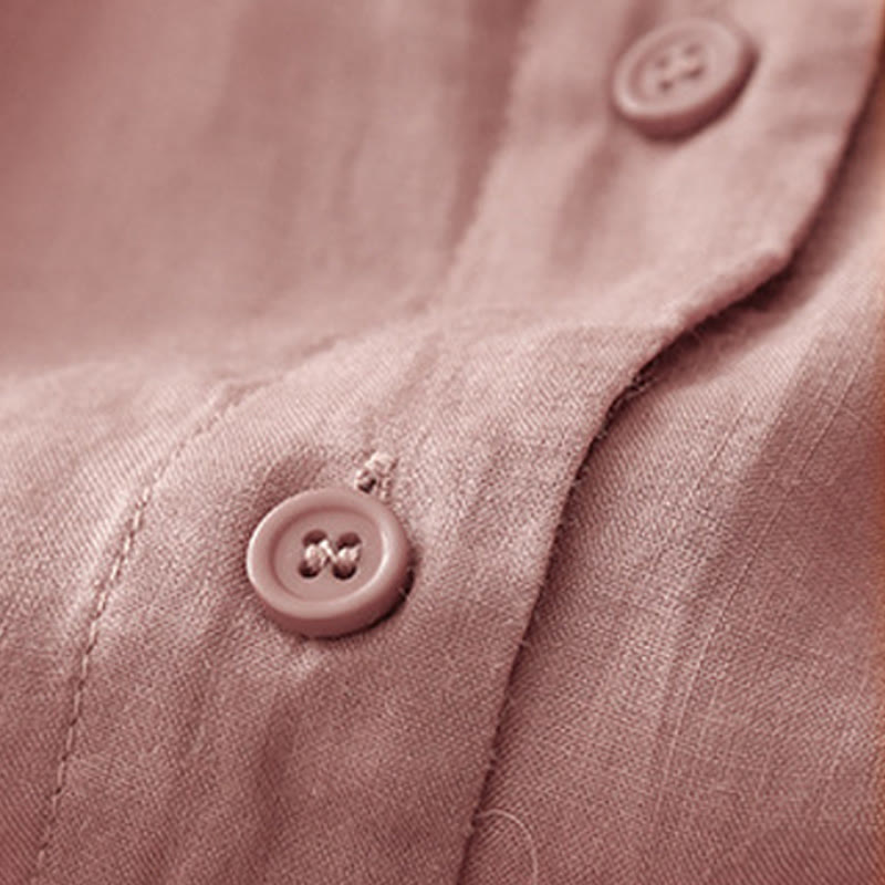 Koszula damska Buddha Stones Plain Button Crew Neck Design z mieszanki bawełny i rękawami trzy czwarte - image 8