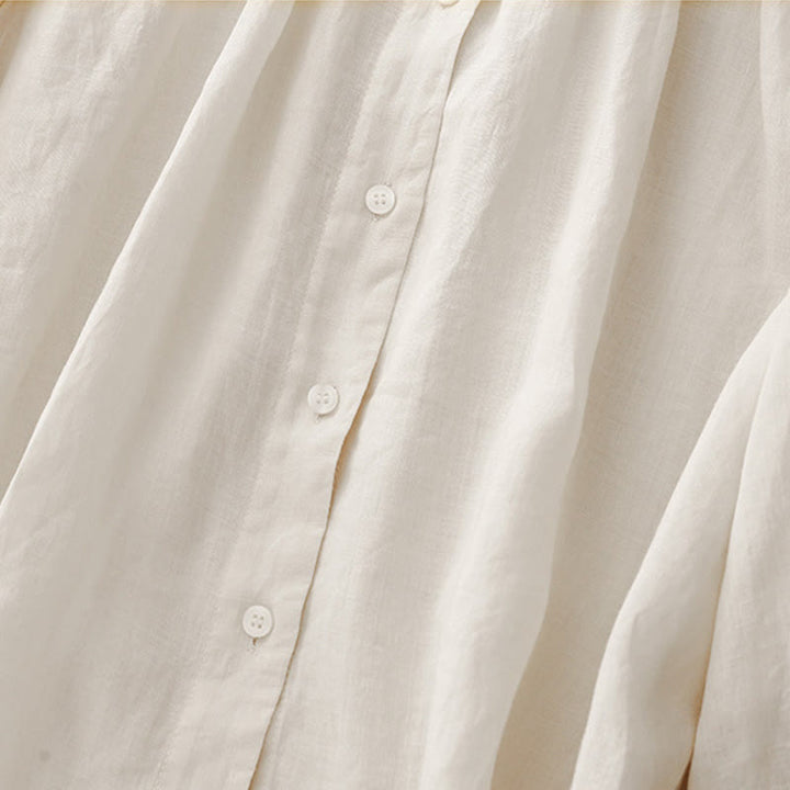 Koszula damska Buddha Stones Plain Button Crew Neck Design z mieszanki bawełny i rękawami trzy czwarte - image 13