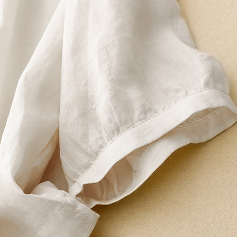 Koszula damska Buddha Stones Plain Button Crew Neck Design z mieszanki bawełny i rękawami trzy czwarte - image 14