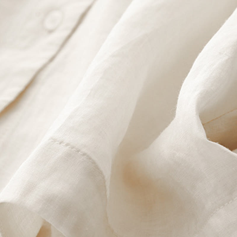 Koszula damska Buddha Stones Plain Button Crew Neck Design z mieszanki bawełny i rękawami trzy czwarte - image 16