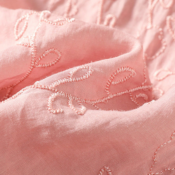 Koszula damska z krótkim rękawem z bawełny z haftowanymi Buddha Stones i stójką  - image 12