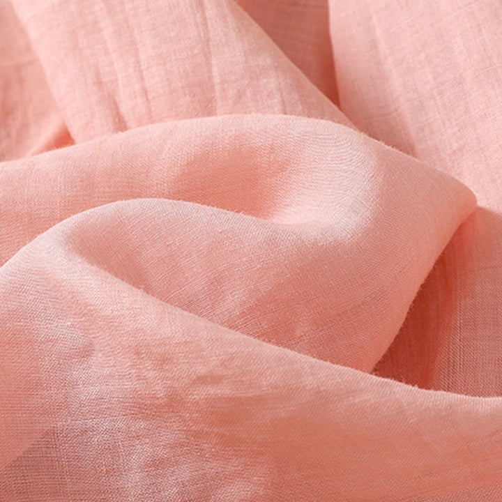 Koszula damska z bawełny i lnu z krótkim rękawem i haftowanym kwiatem Buddha Stones