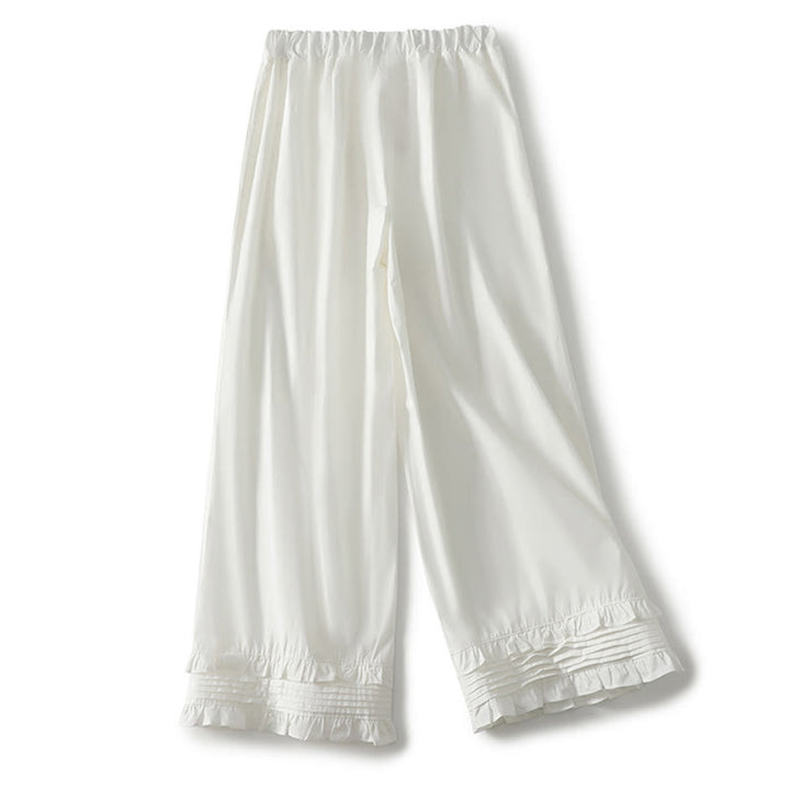 Buddha Stones Artystyczne Commute Pure Color Marszczone Obszycie Spodnie Damskie Bawełniane Lniane Z Kieszeniami - image 8