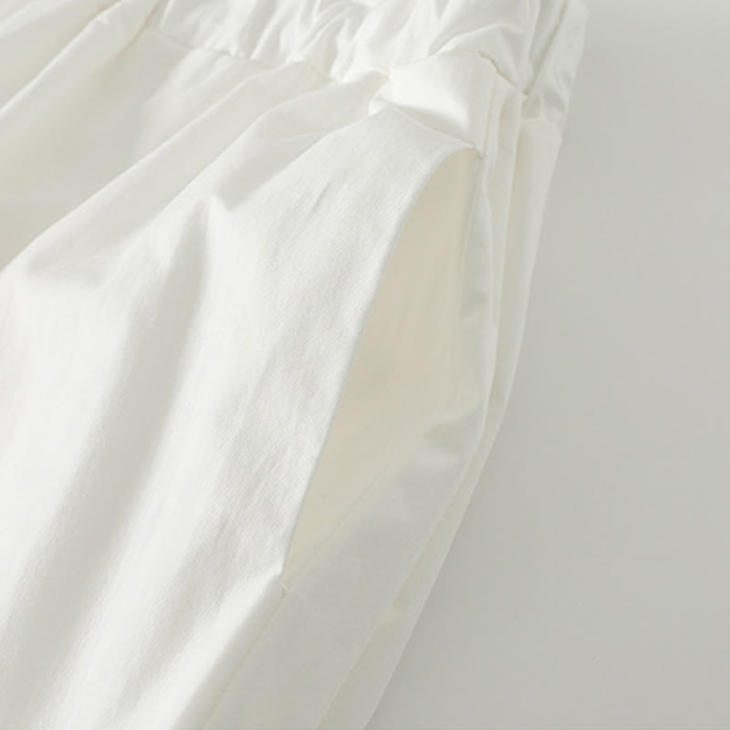 Buddha Stones Artystyczne Commute Pure Color Marszczone Obszycie Spodnie Damskie Bawełniane Lniane Z Kieszeniami - image 3