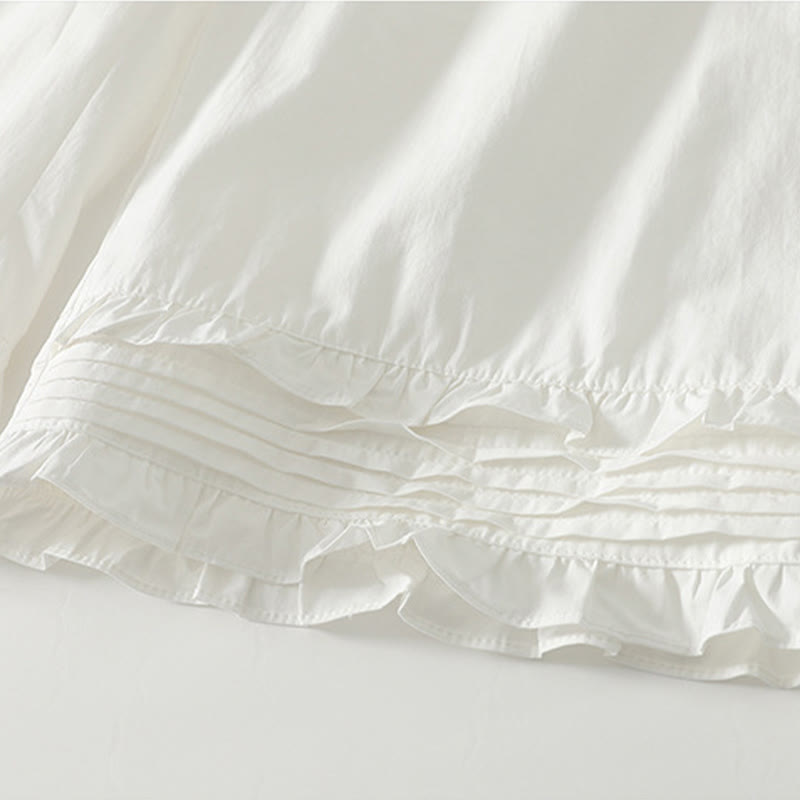 Buddha Stones Artystyczne Commute Pure Color Marszczone Obszycie Spodnie Damskie Bawełniane Lniane Z Kieszeniami - image 6