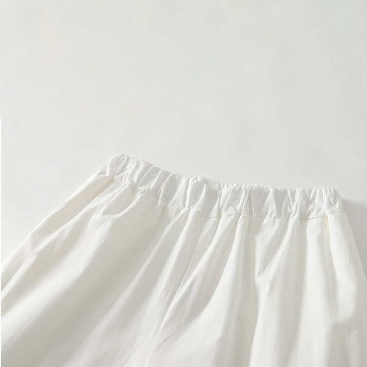 Buddha Stones Artystyczne Commute Pure Color Marszczone Obszycie Spodnie Damskie Bawełniane Lniane Z Kieszeniami - image 1