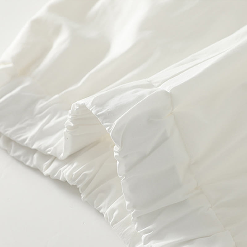 Buddha Stones Artystyczne Commute Pure Color Marszczone Obszycie Spodnie Damskie Bawełniane Lniane Z Kieszeniami - image 2