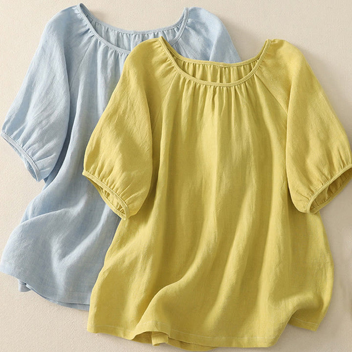 Buddha Stones Casual Lato Gładki Okrągły Dekolt Bawełna Damska Koszulka Z Krótkim Rękawem - image 11