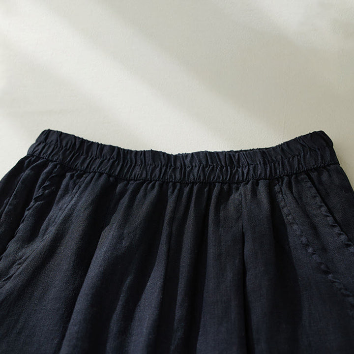 Buddha Stones Commute Pure Color Wysoki stan Damskie bawełniane lniane spodnie haremowe z kieszeniami - image 17