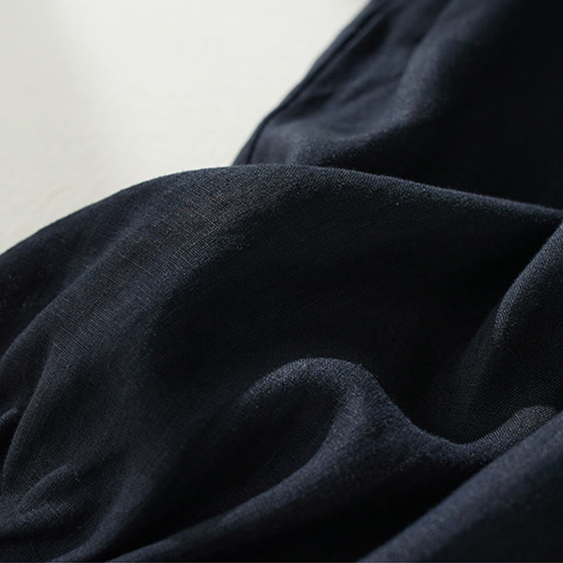 Buddha Stones Commute Pure Color Wysoki stan Damskie bawełniane lniane spodnie haremowe z kieszeniami - image 20