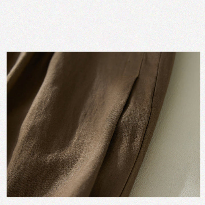 Buddha Stones Commute Pure Color Wysoki stan Damskie bawełniane lniane spodnie haremowe z kieszeniami - image 4