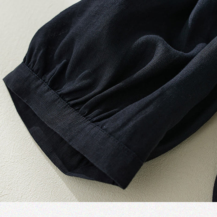 Buddha Stones Commute Pure Color Wysoki stan Damskie bawełniane lniane spodnie haremowe z kieszeniami - image 21