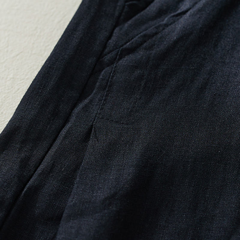 Buddha Stones Commute Pure Color Wysoki stan Damskie bawełniane lniane spodnie haremowe z kieszeniami - image 19