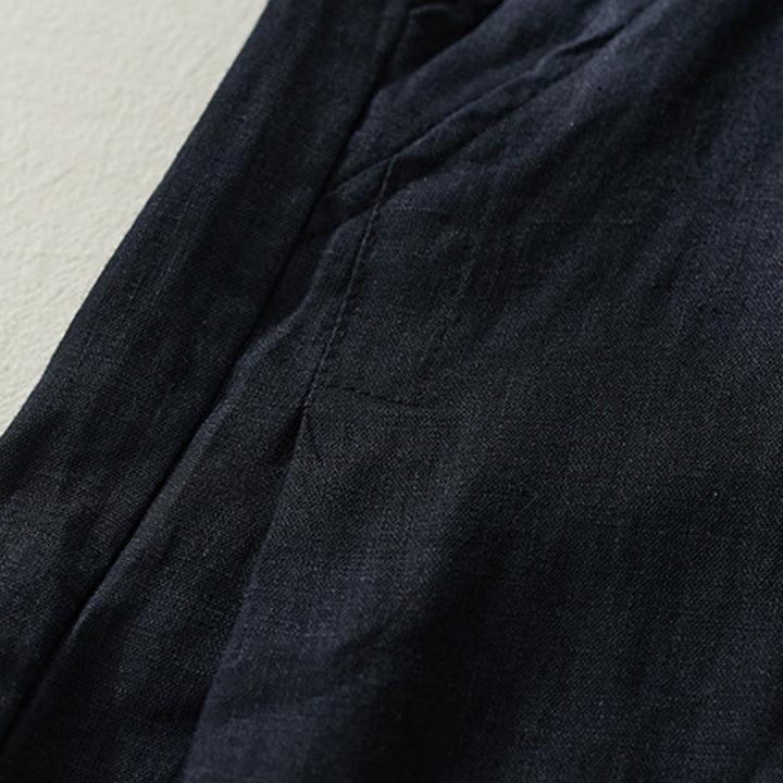 Buddha Stones Commute Pure Color Wysoki stan Damskie bawełniane lniane spodnie haremowe z kieszeniami - image 19