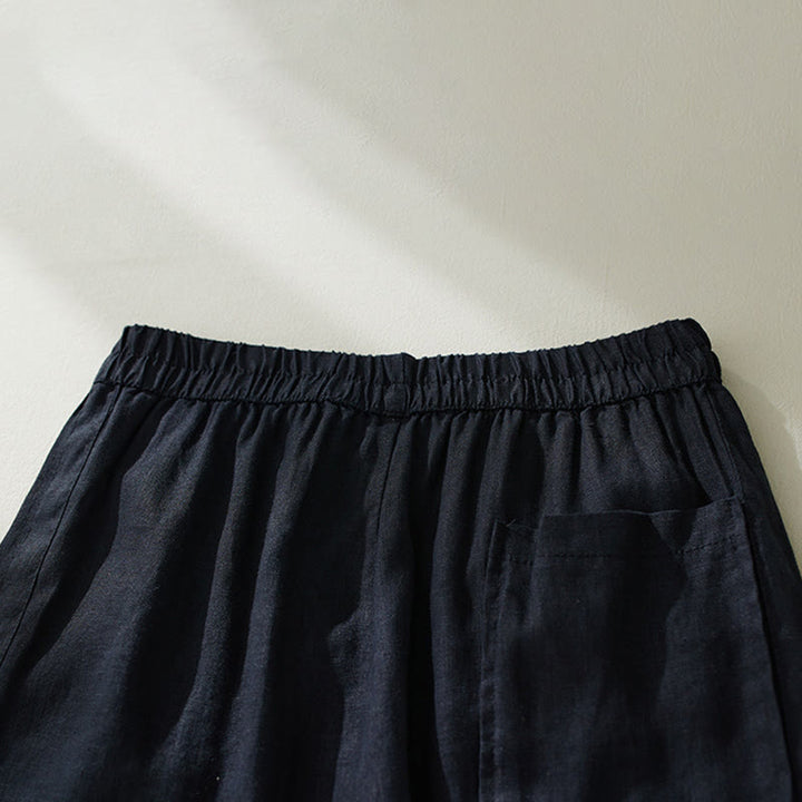 Buddha Stones Commute Pure Color Wysoki stan Damskie bawełniane lniane spodnie haremowe z kieszeniami - image 18