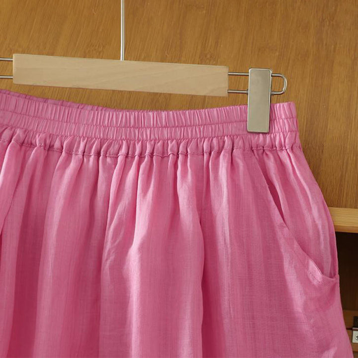 Damskie spodnie haremowe do kostek z kieszeniami w kolorze czystego koloru i prostym wzornictwem z Buddha Stones Commute - image 17