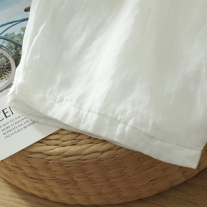 Damskie spodnie haremowe do kostek z kieszeniami w kolorze czystego koloru i prostym wzornictwem z Buddha Stones Commute - image 13