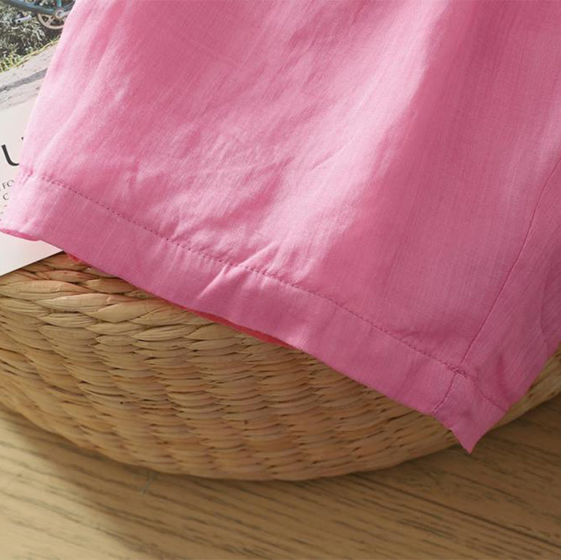 Damskie spodnie haremowe do kostek z kieszeniami w kolorze czystego koloru i prostym wzornictwem z Buddha Stones Commute - image 19