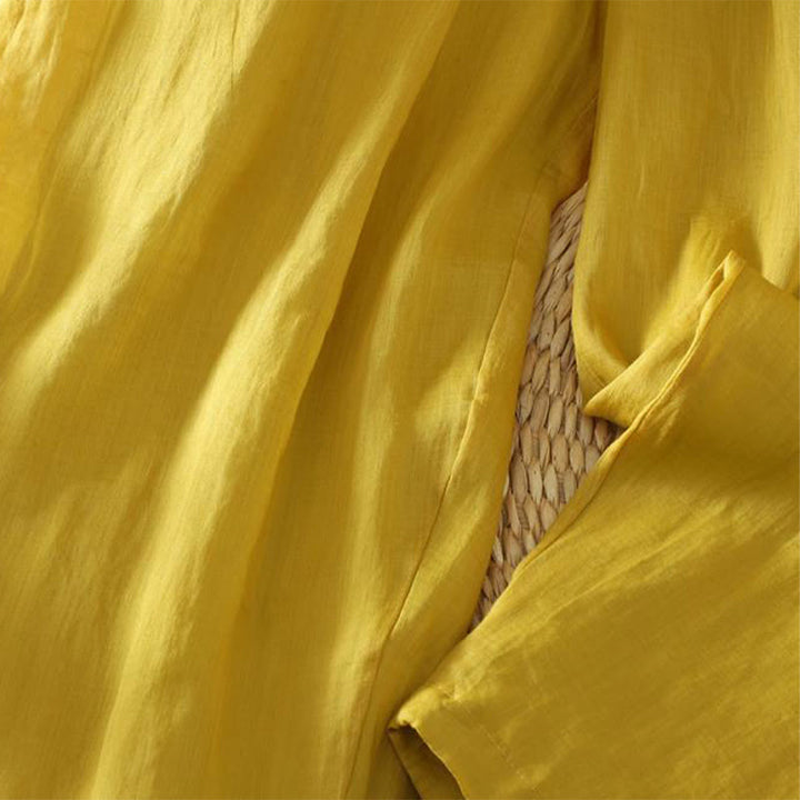 Damskie spodnie haremowe do kostek z kieszeniami w kolorze czystego koloru i prostym wzornictwem z Buddha Stones Commute - image 3