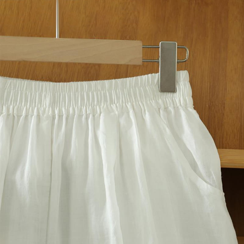 Damskie spodnie haremowe do kostek z kieszeniami w kolorze czystego koloru i prostym wzornictwem z Buddha Stones Commute - image 9