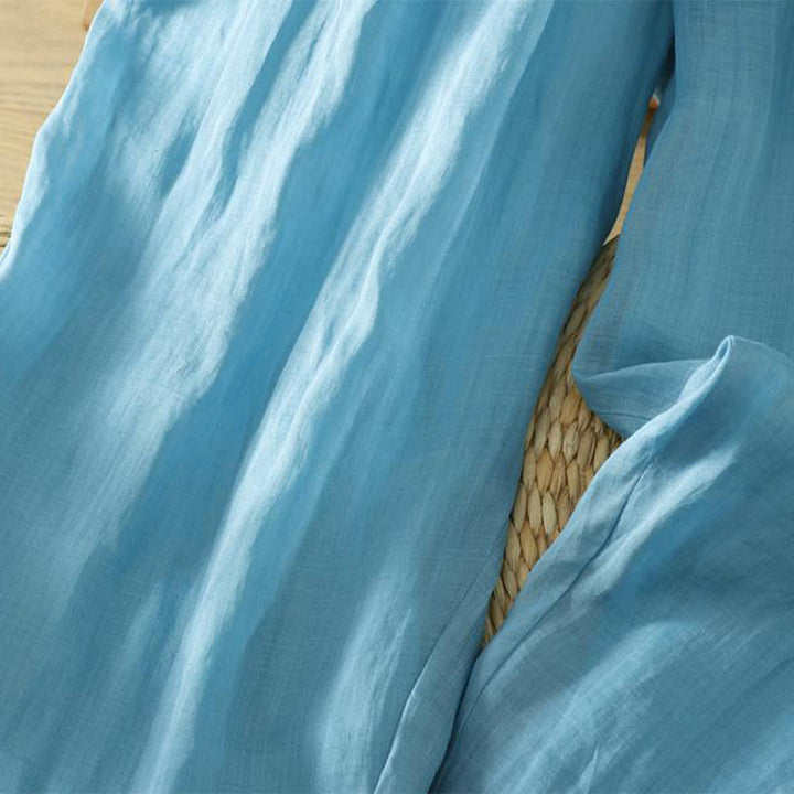 Damskie spodnie haremowe do kostek z kieszeniami w kolorze czystego koloru i prostym wzornictwem z Buddha Stones Commute - image 23