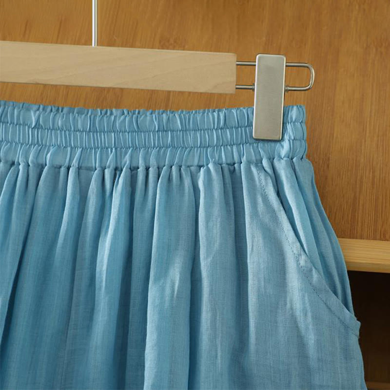 Damskie spodnie haremowe do kostek z kieszeniami w kolorze czystego koloru i prostym wzornictwem z Buddha Stones Commute - image 22