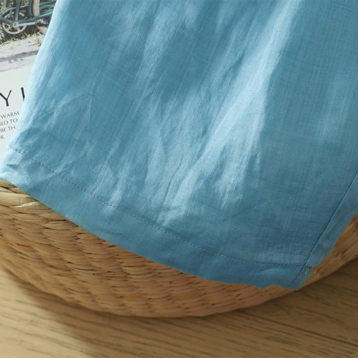 Damskie spodnie haremowe do kostek z kieszeniami w kolorze czystego koloru i prostym wzornictwem z Buddha Stones Commute - image 24