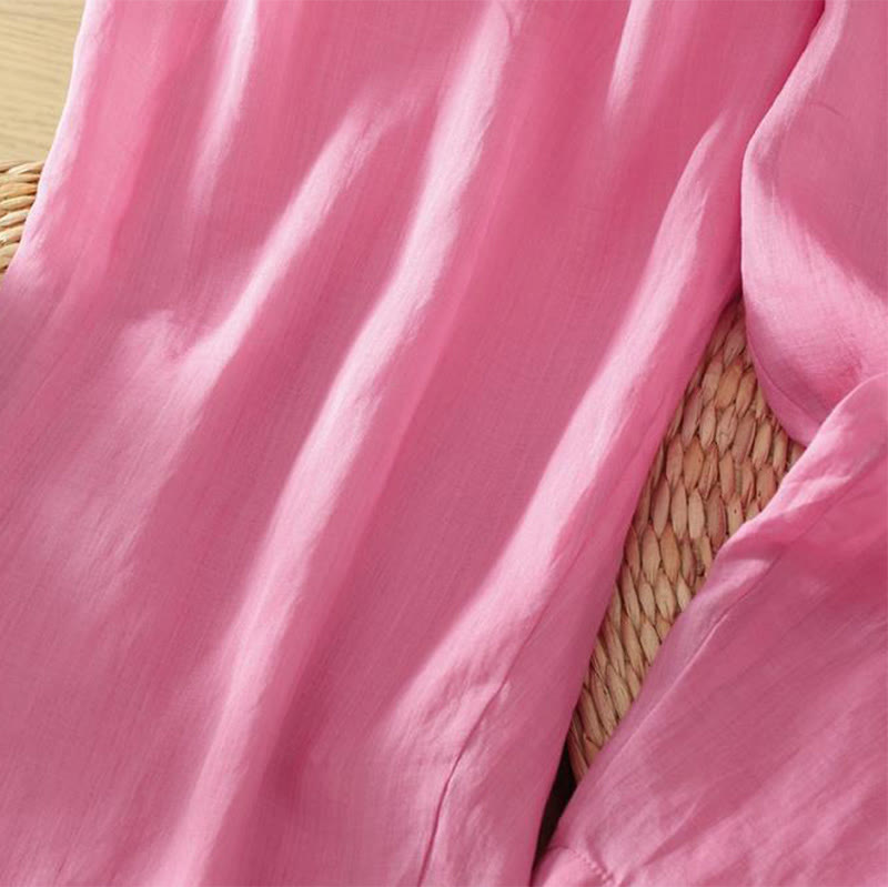 Damskie spodnie haremowe do kostek z kieszeniami w kolorze czystego koloru i prostym wzornictwem z Buddha Stones Commute - image 18