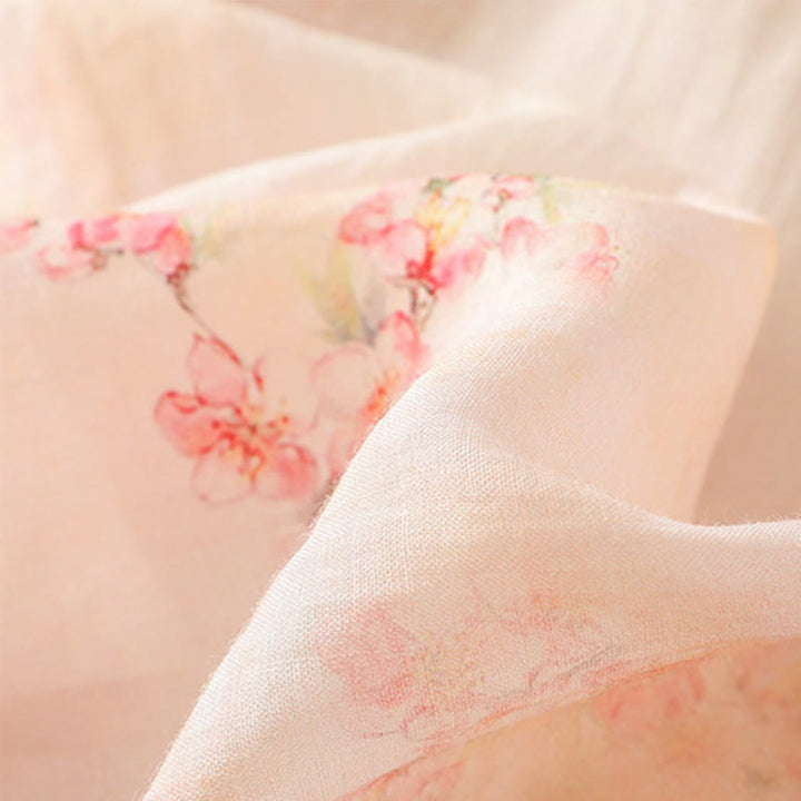 Koszula Buddha Stones z poliestru z nadrukiem roślinnym z okrągłym dekoltem i guzikami w kształcie żaby i rękawami trzy czwarte - image 13