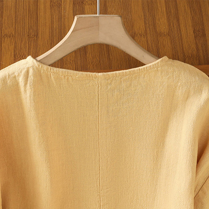 T-shirt damski z krótkim rękawem i bawełnianą koszulką z okrągłym dekoltem i Buddha Stones na lato - image 11