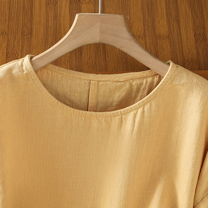 T-shirt damski z krótkim rękawem i bawełnianą koszulką z okrągłym dekoltem i Buddha Stones na lato - image 10