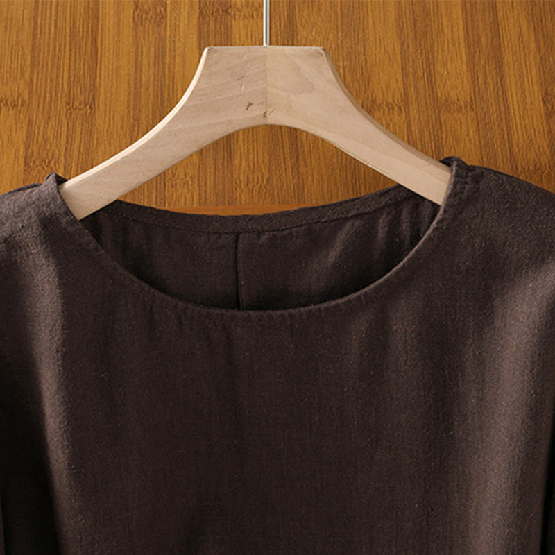 T-shirt damski z krótkim rękawem i bawełnianą koszulką z okrągłym dekoltem i Buddha Stones na lato - image 17