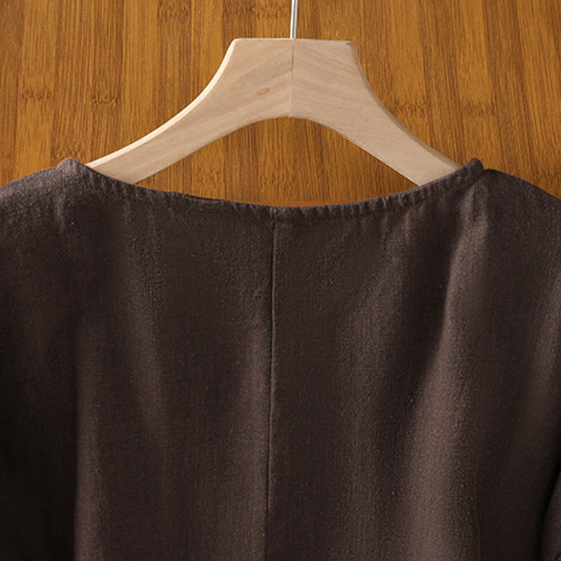 T-shirt damski z krótkim rękawem i bawełnianą koszulką z okrągłym dekoltem i Buddha Stones na lato - image 16