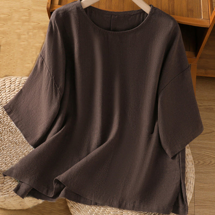 T-shirt damski z krótkim rękawem i bawełnianą koszulką z okrągłym dekoltem i Buddha Stones na lato - SaddleBrown - US14, UK/AU18, EU46 (2XL) - image 14