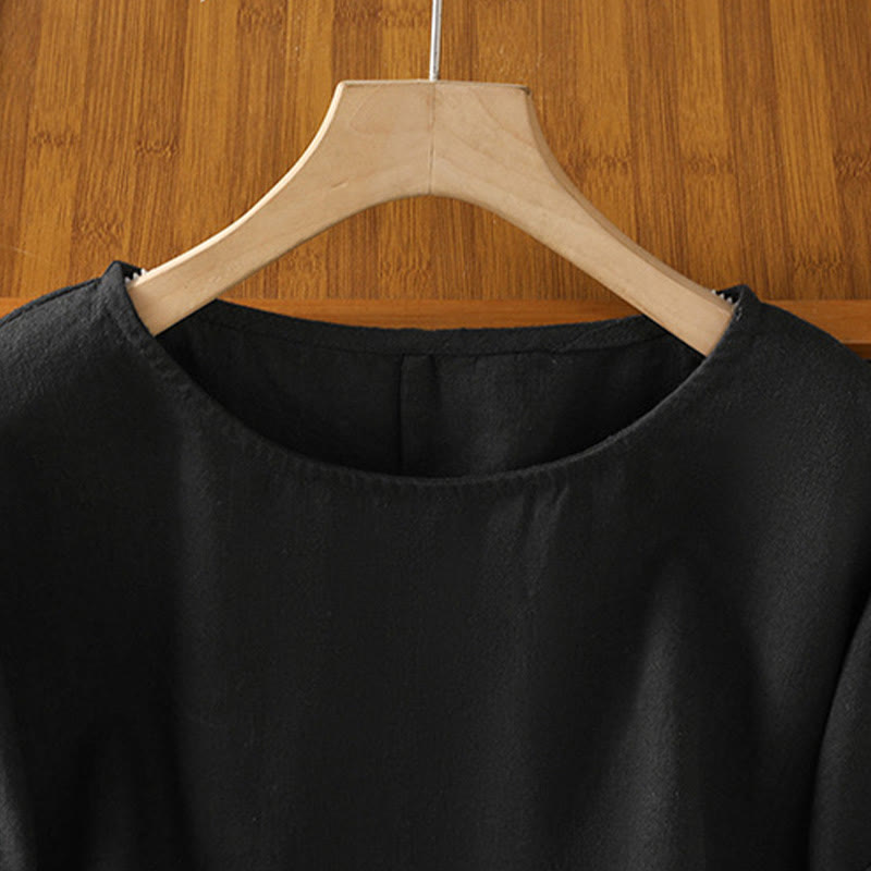 T-shirt damski z krótkim rękawem i bawełnianą koszulką z okrągłym dekoltem i Buddha Stones na lato - image 22