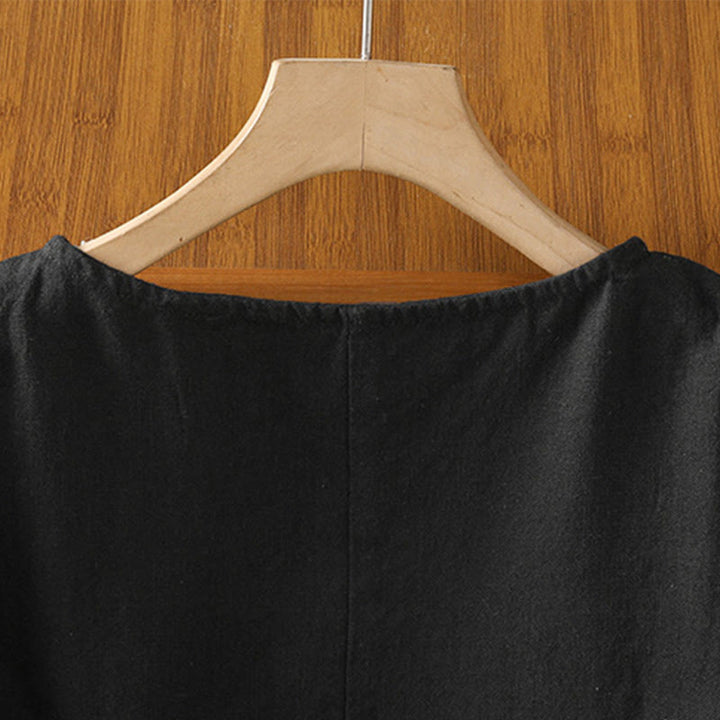 T-shirt damski z krótkim rękawem i bawełnianą koszulką z okrągłym dekoltem i Buddha Stones na lato - image 23