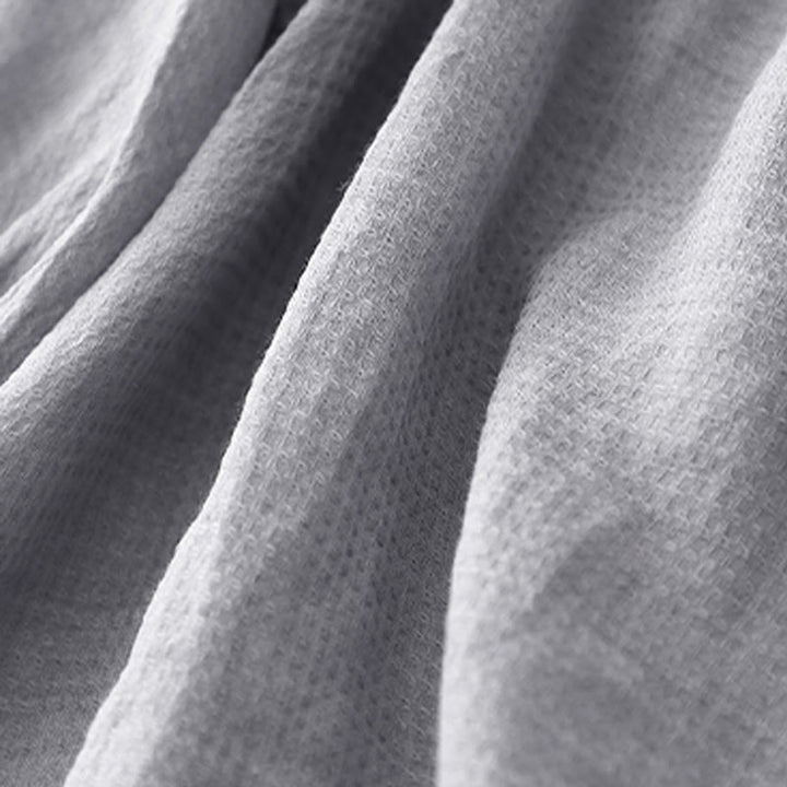 Koszula damska z bawełny i lnu z rękawami trzy czwarte, sznurowana, z Buddha Stones, zapinana na guziki - image 5