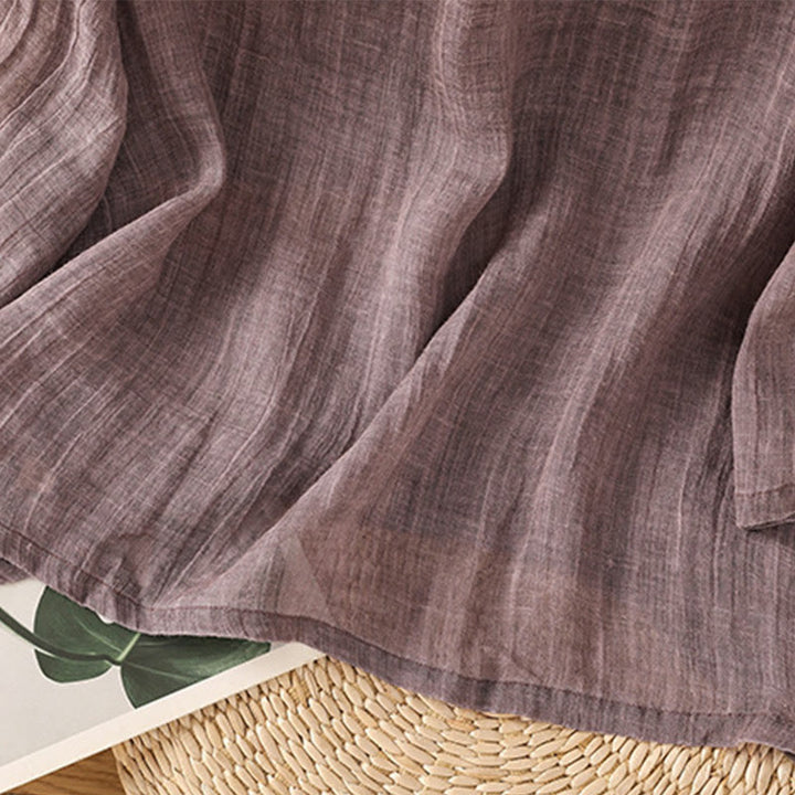 Koszulka damska z bawełny i lnu z okrągłym dekoltem i rękawami trzy czwarte, z Buddha Stones , swobodna, letnia, prosta - image 14