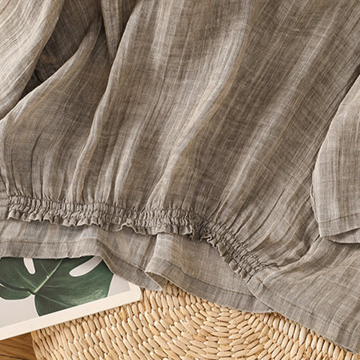 Koszulka damska z bawełny i lnu z okrągłym dekoltem i rękawami trzy czwarte, z Buddha Stones , swobodna, letnia, prosta - image 23