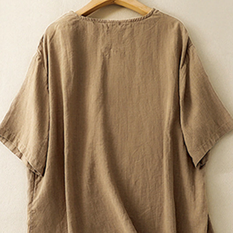 Koszulka damska z krótkim rękawem i bawełnianym nadrukiem Buddha Stones Casual Summer Crew Neck T-shirt - image 1