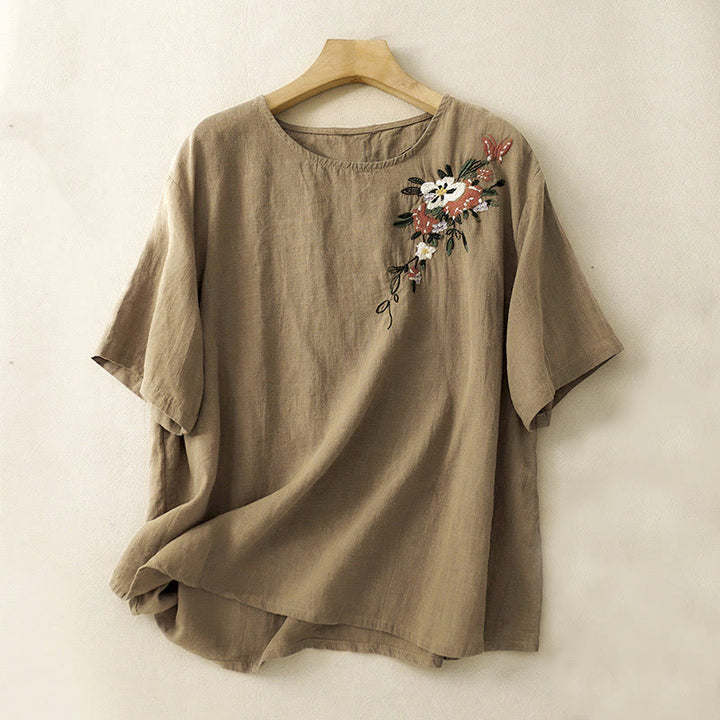 Koszulka damska z krótkim rękawem i bawełnianym nadrukiem Buddha Stones Casual Summer Crew Neck T-shirt