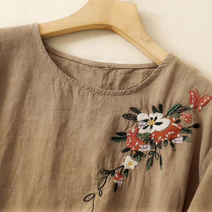 Koszulka damska z krótkim rękawem i bawełnianym nadrukiem Buddha Stones Casual Summer Crew Neck T-shirt - image 2