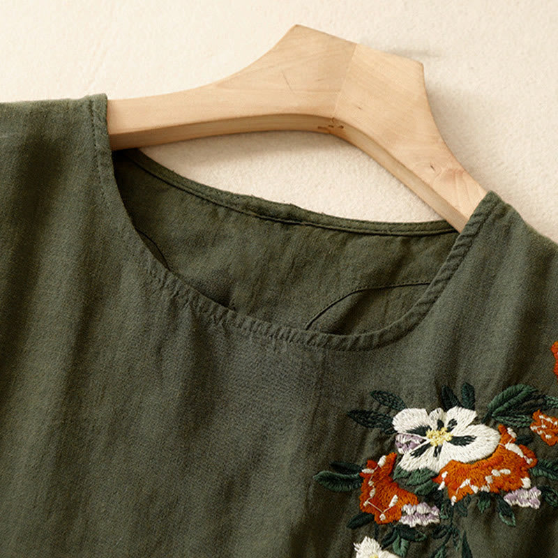 Koszulka damska z krótkim rękawem i bawełnianym nadrukiem Buddha Stones Casual Summer Crew Neck T-shirt - image 17