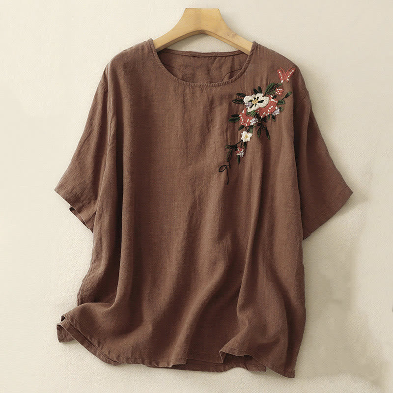 Koszulka damska z krótkim rękawem i bawełnianym nadrukiem Buddha Stones Casual Summer Crew Neck T-shirt - SaddleBrown - US14, UK/AU18, EU46 (2XL) - image 22