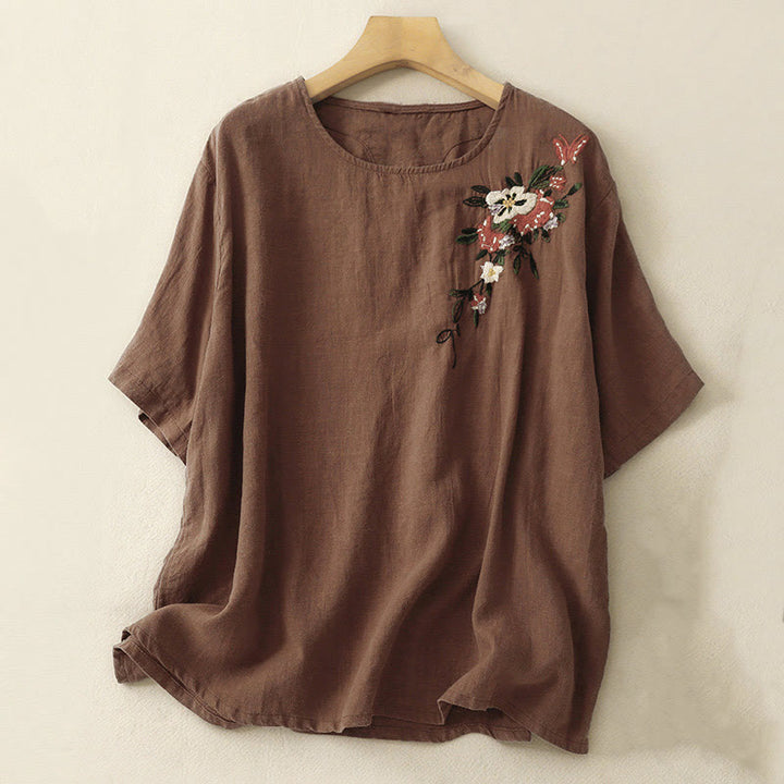 Koszulka damska z krótkim rękawem i bawełnianym nadrukiem Buddha Stones Casual Summer Crew Neck T-shirt - SaddleBrown - US14, UK/AU18, EU46 (2XL) - image 22