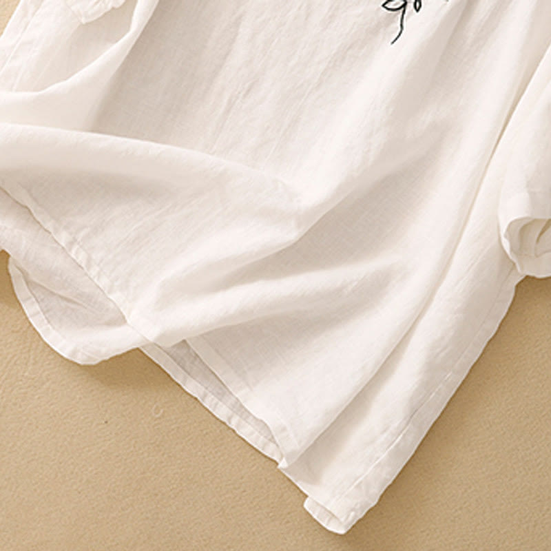 Koszulka damska z krótkim rękawem i bawełnianym nadrukiem Buddha Stones Casual Summer Crew Neck T-shirt