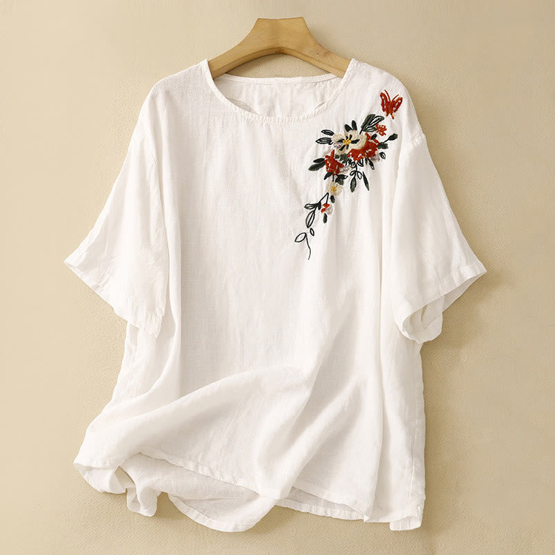Koszulka damska z krótkim rękawem i bawełnianym nadrukiem Buddha Stones Casual Summer Crew Neck T-shirt - Biały - US14, UK/AU18, EU46 (2XL) - image 10