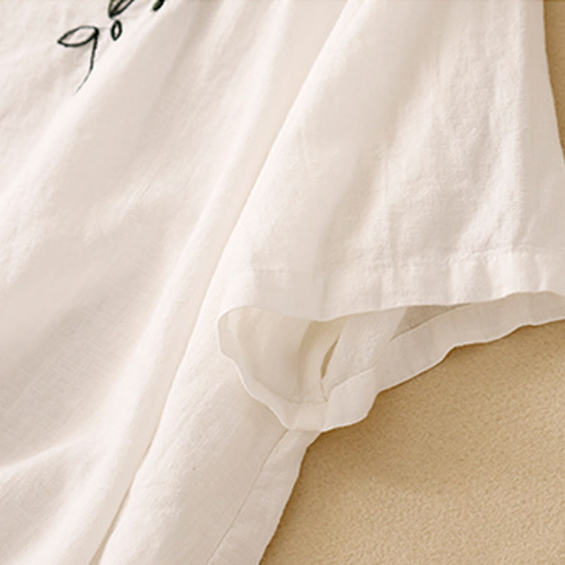 Koszulka damska z krótkim rękawem i bawełnianym nadrukiem Buddha Stones Casual Summer Crew Neck T-shirt - image 13