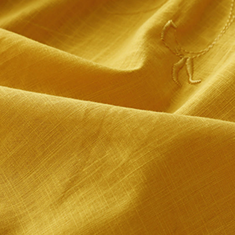 Koszula damska z bawełny i lnu z rękawami trzy czwarte, haftowana z motywem Buddha Stones i róży winorośli - image 15