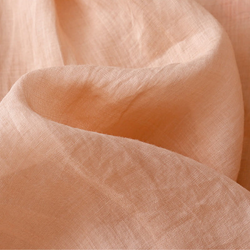 Koszula damska z bawełny i lnu z rękawami trzy czwarte, haftowana z motywem Buddha Stones i róży winorośli - image 4